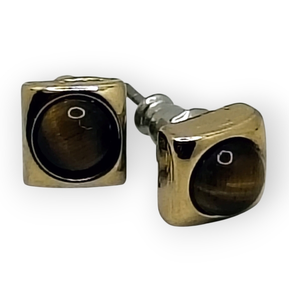 Chic Gold and Black Stud Earrings - Picture 5 of 10